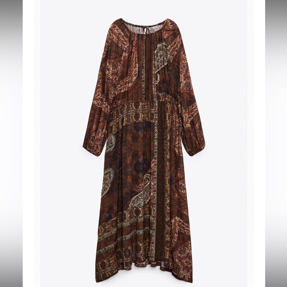 Zara Paisley Printed Midi Dress